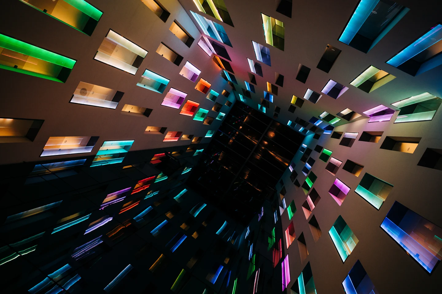 Coloured lights in contemporary architecture