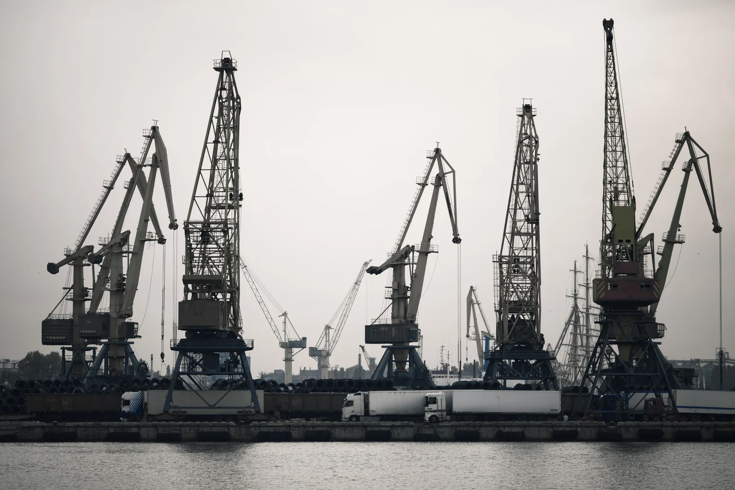 Cargo cranes at a port